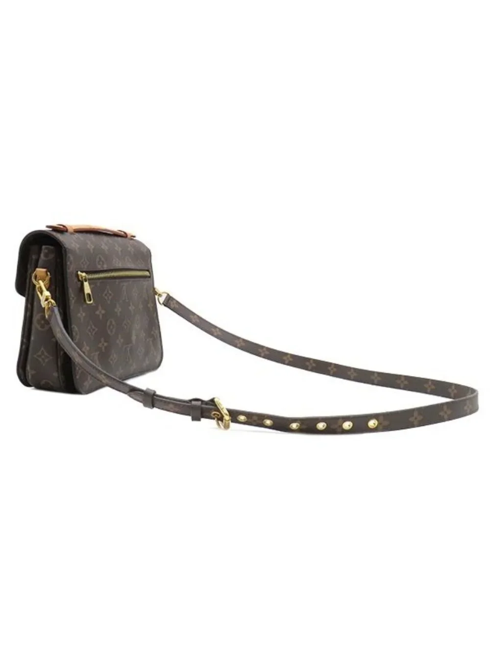 Louis Vuitton 2-Way Bag Pochette Metis MM Monogram Canvas Gold Brown Shoulder